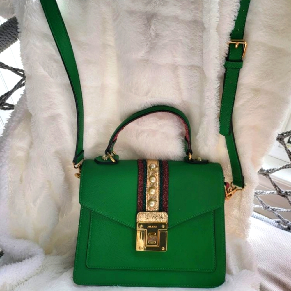 🦚 AVAILABLE IN BUNDLE!/ Green, purple and Gold Shoulder bag or Handbag from A - Picture 2 of 14